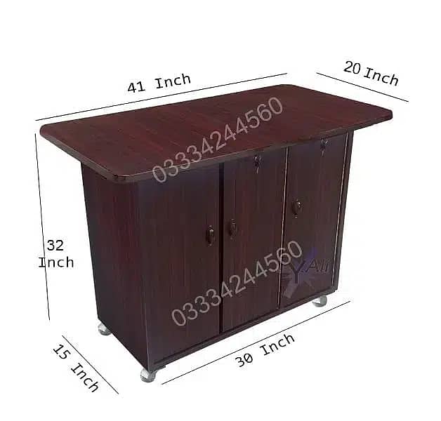 D5 wooden three door iron stand Table ( Cupboard wardrobe board safe 0