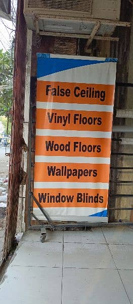 Walpepar. false ceiling. vinyl floor. wood floors window blinds all 7