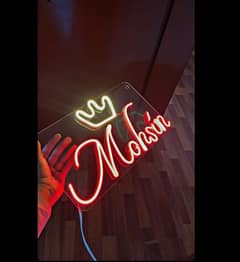 NEON LIGHT NAME SIGN BOARD