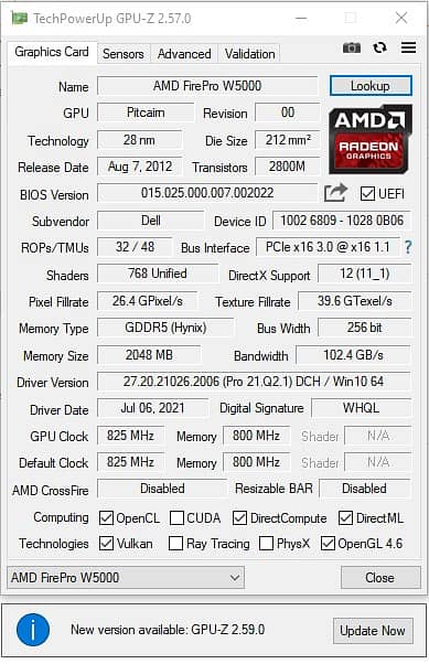 AMD Firepro W5000 2gb DDR5 256bit 3