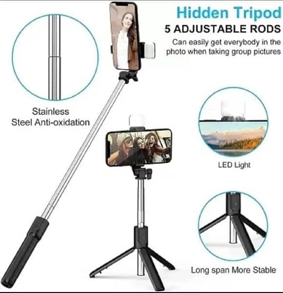 4 in 1 Wireless Selfie Stick & Tripod 0
