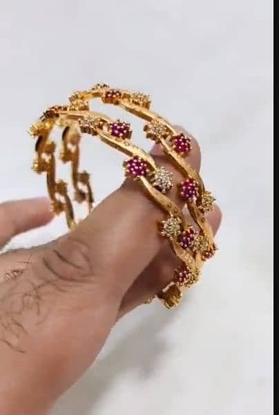 2pc gold plated Ruby stones bangles 1