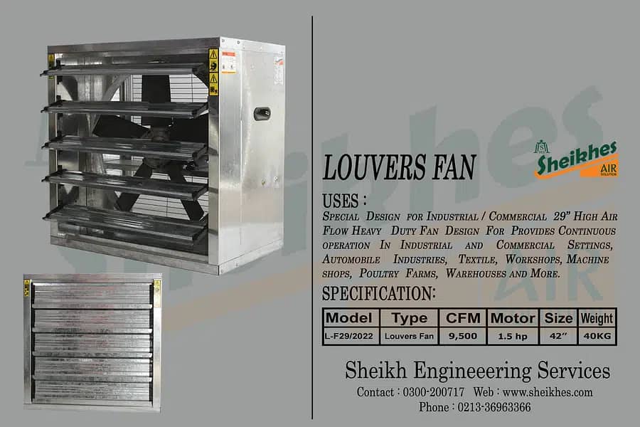 Industrial Exhaust Fans with Automatic Louvers Heavy Duty Fans 8
