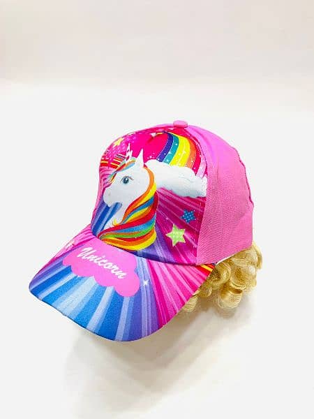 Baby Girl summer cap for kids painted unicorn design nice quality 1
