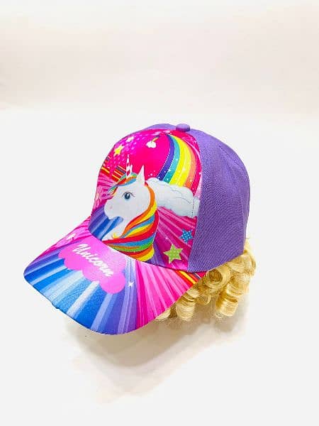 Baby Girl summer cap for kids painted unicorn design nice quality 2
