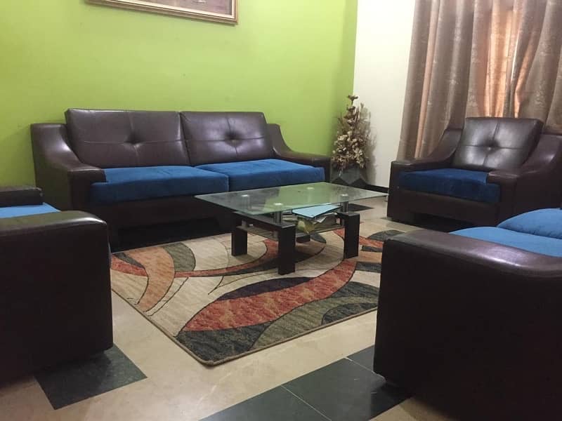 7 Seater Sofa set with Leather Top plus center table 2