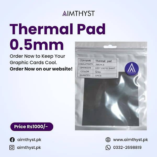 Thermal Pads 0.5mm , 1mm , 1.5mm, 2mm and 3mm Available 1