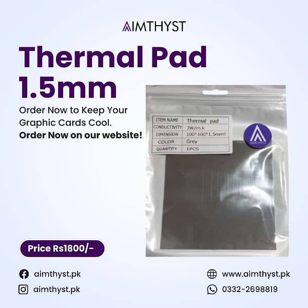 Thermal Pads 0.5mm , 1mm , 1.5mm, 2mm and 3mm Available 3