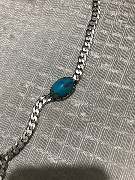 Original Irani Feroza Stone With original silver Chain Bracelet 1