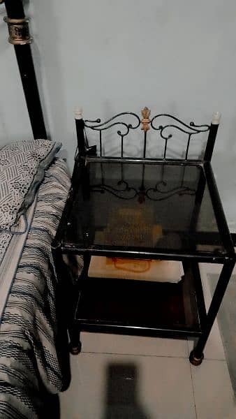 Wrought Iron double bed with 2 side tables mirror and mattress 3