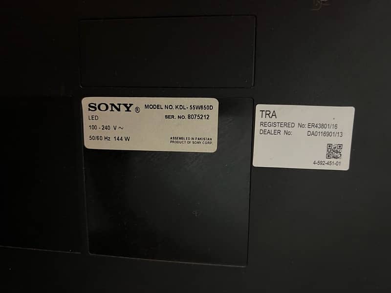 Sony TV Model KDL-55W650D 1