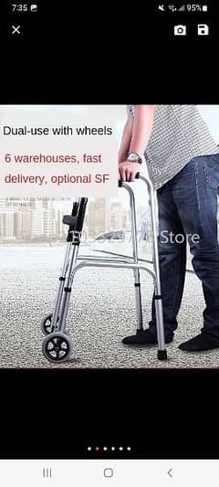 walker with wheels stand for old people stainless steel 0