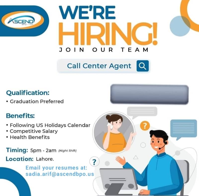 Call Center Agents (6 months to 1 year Experience) 0