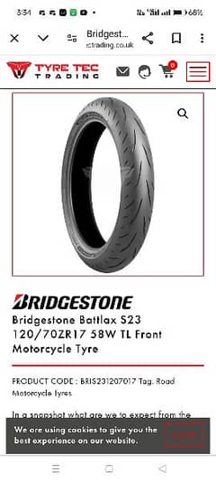 Bridgestone Battlax S23 120/70ZR17 Tyre