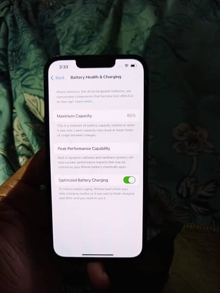 iphone 13 pro 10%10 but battery 85 9