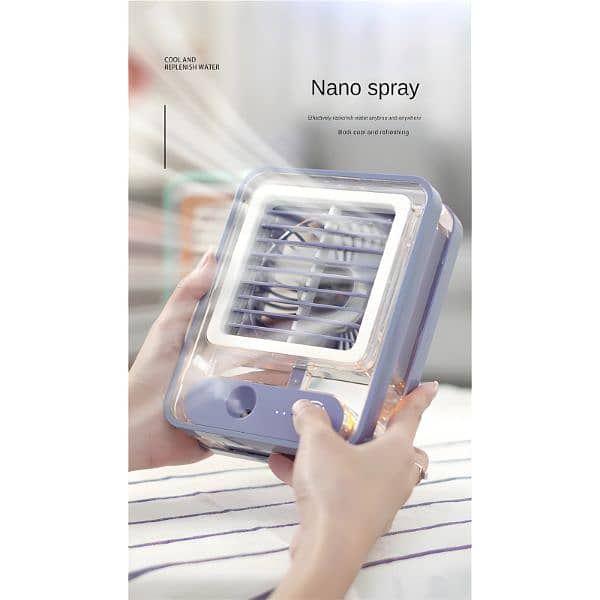 Rechargeable Transparent Fan with 3-Speed Wind, Night  Light, 7