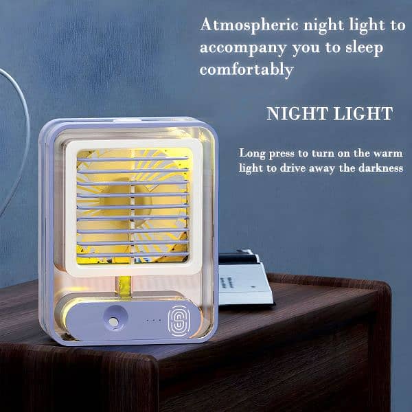 Rechargeable Transparent Fan with 3-Speed Wind, Night  Light, 16