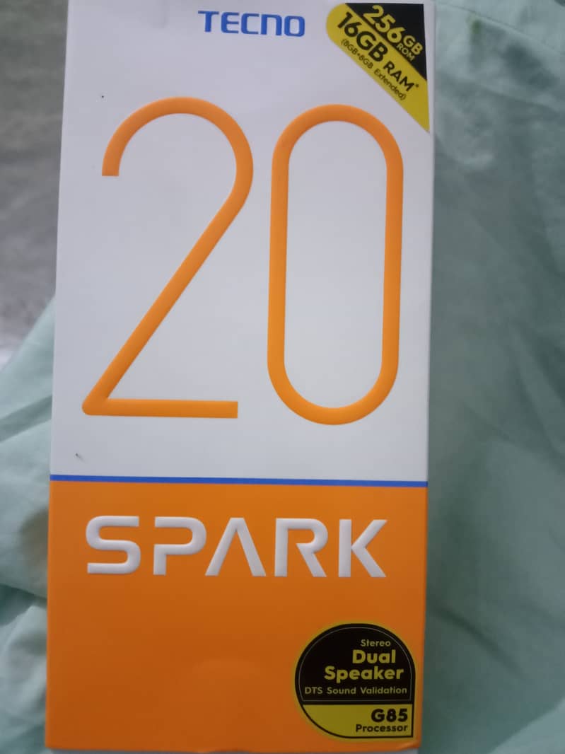 Techno 20 spark 256 GB ROM 16GB ram 2