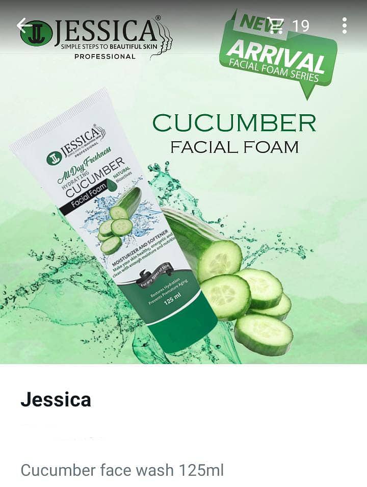 Jessica Cucumber Facial Foam 125ml 0