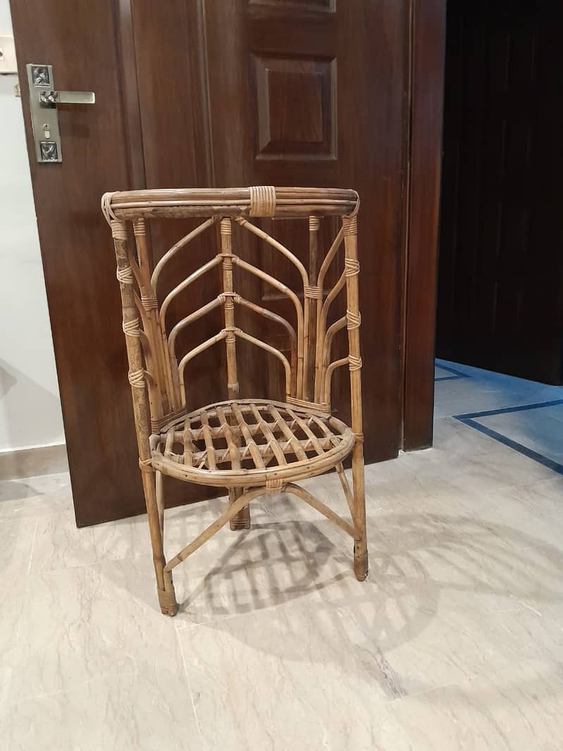 CANE MADE FURNITURE WITH TABLE , CHAIR  & SETTERS FOR SALE 2