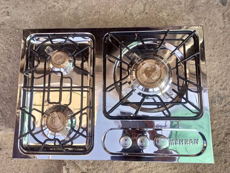 pure steal hob SS top and SS base brase burner hai heavy jali 1