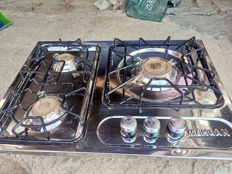 pure steal hob SS top and SS base brase burner hai heavy jali 6