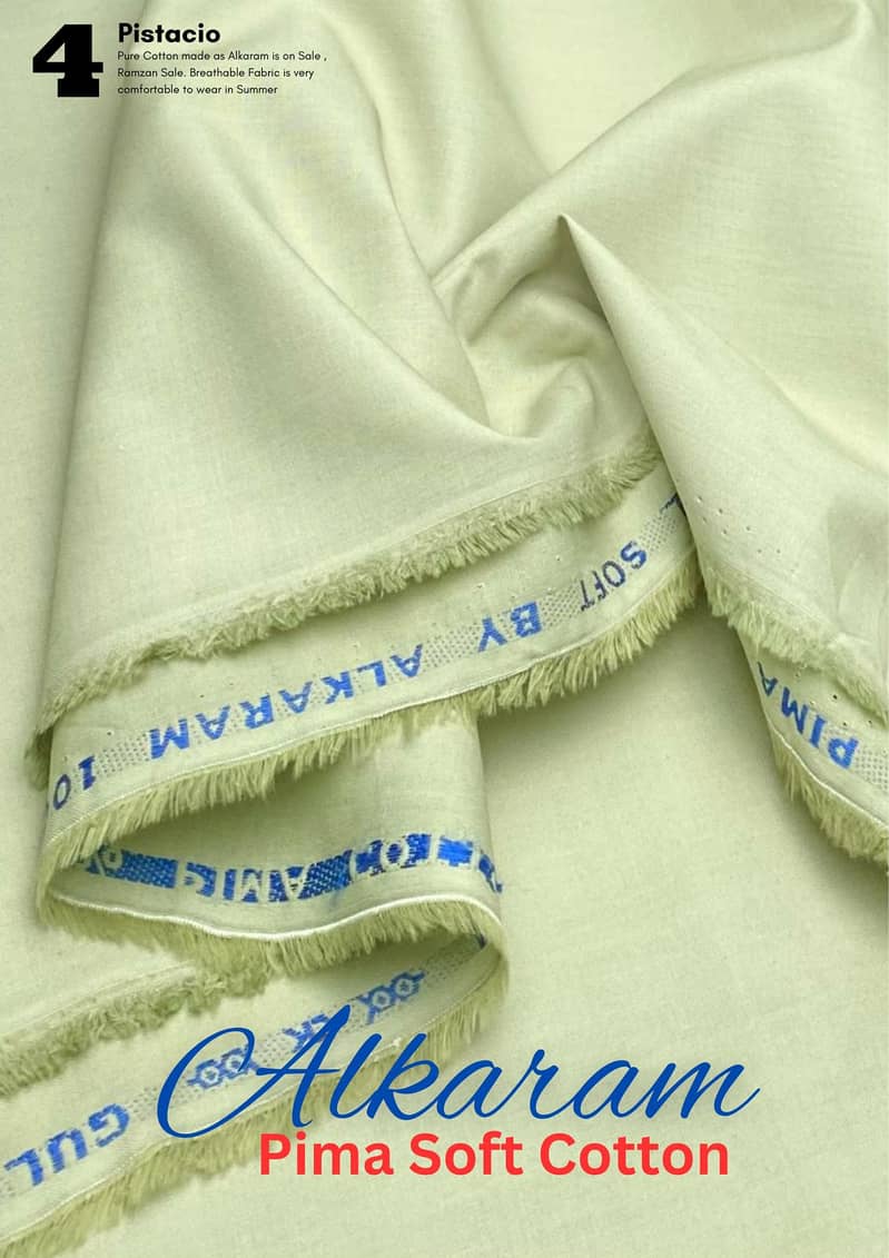 Alkaram Pima Soft Cotton|Unstitched Suit For Men|Summer Cotton 3