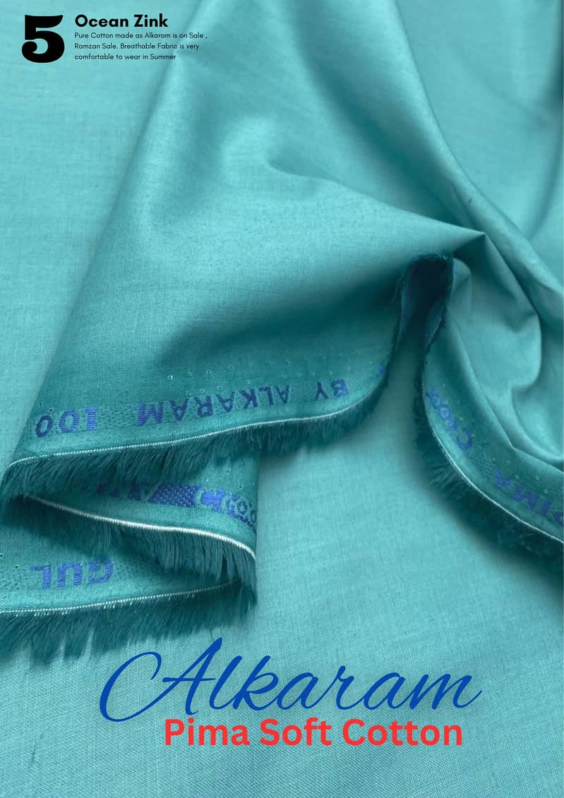 Alkaram Pima Soft Cotton|Unstitched Suit For Men|Summer Cotton 4