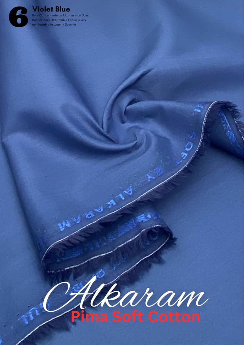 Alkaram Pima Soft Cotton|Unstitched Suit For Men|Summer Cotton 5
