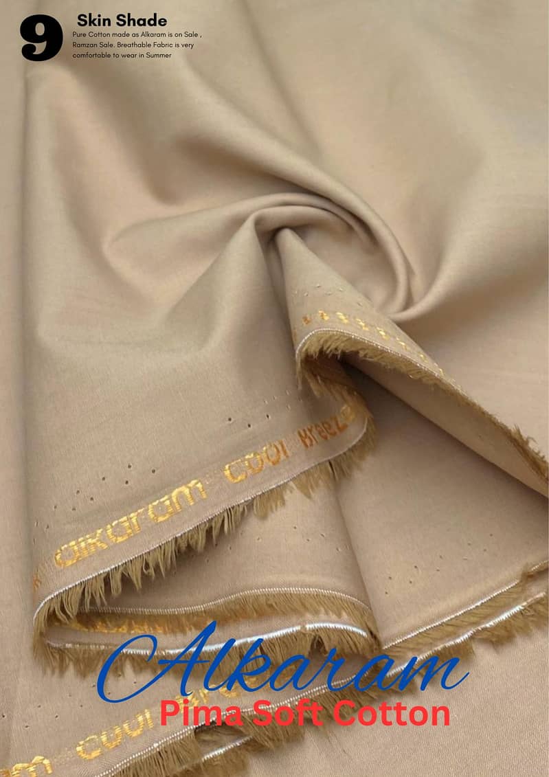 Alkaram Pima Soft Cotton|Unstitched Suit For Men|Summer Cotton 8