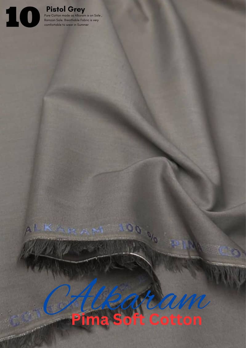 Alkaram Pima Soft Cotton|Unstitched Suit For Men|Summer Cotton 9