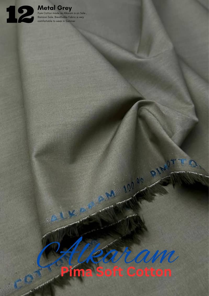 Alkaram Pima Soft Cotton|Unstitched Suit For Men|Summer Cotton 11