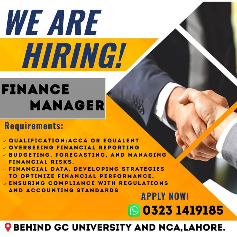 Finance Manager Required / Finance Manager Job 0