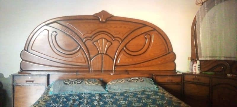 Wooden Double Bed with Mattress, Showcase, Sofa and Mackup Table 3