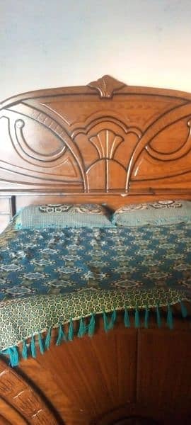 Wooden Double Bed with Mattress, Showcase, Sofa and Mackup Table 4