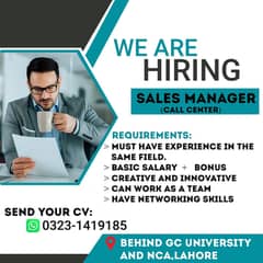Sales Manager Wanted To drive Passionate Sales team