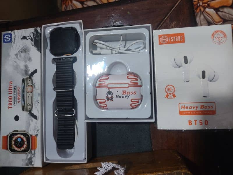 T800 ultra smart watch and YSDBBC BT 50 Airpods 0