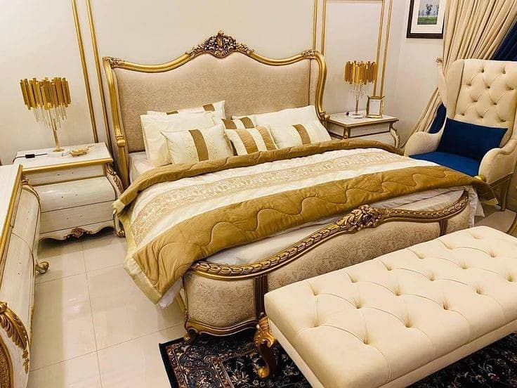 Bed, Side table, King size bed, double bed, sheesham wooden bed 7