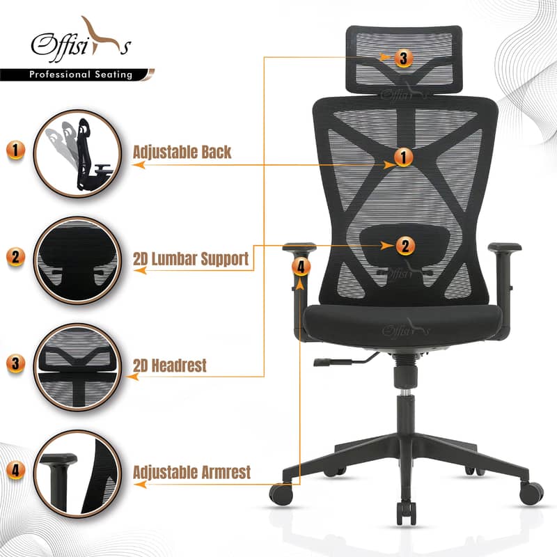 High End Ergonomic Chair with Lumbar Support - 1 Year Warranty 4