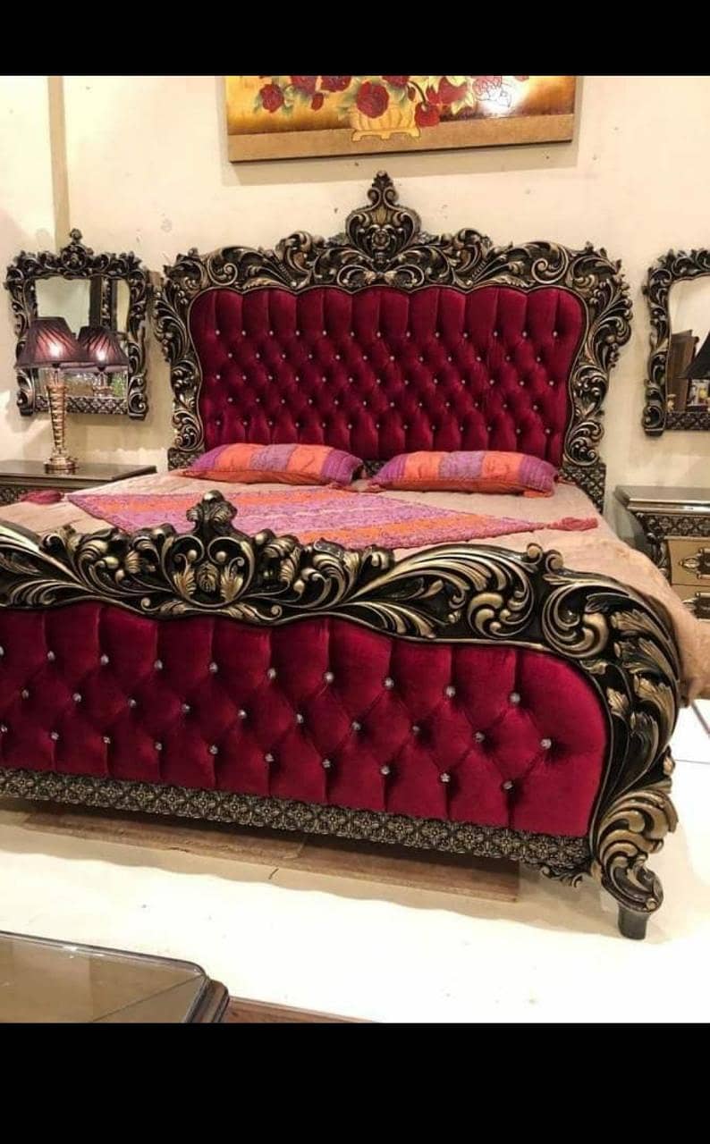 bed set, double bed, king size bed, bedroom furniture, bedroom set 1