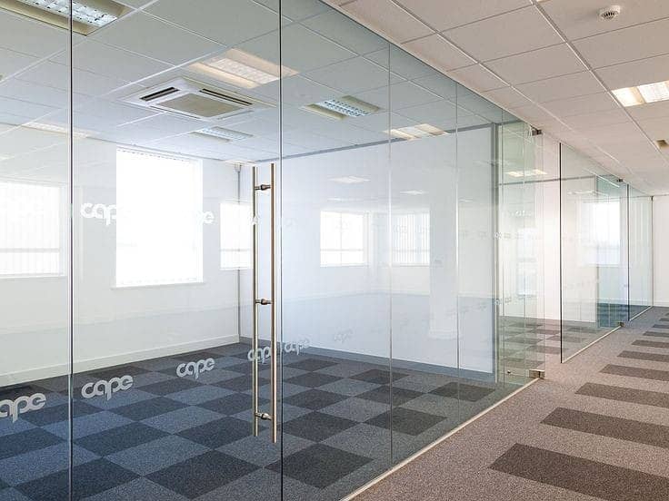 Aluminum office partitions / Glass office cabins / office glass doors 1