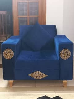 Blue colour sofa set with pure molty foam in excellent condition 0