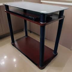 Computer Table with Tempered Glass Top Office Desk