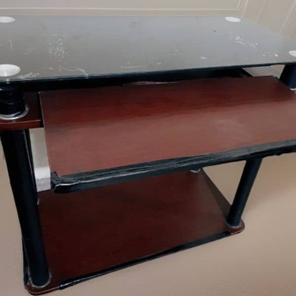 Computer Table with Tempered Glass Top Office Desk 2