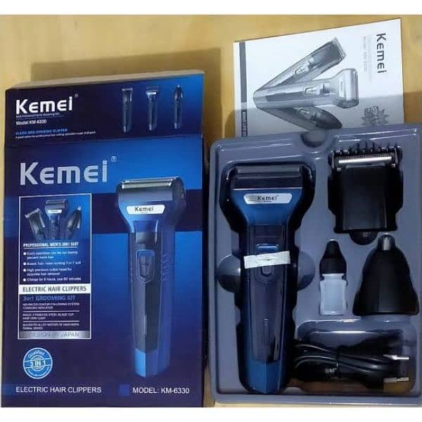 kemei 3 in1 Beard & Hair Trimmer km 6330 , Shaver , Shaving Machine 1
