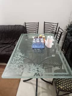 Dining table black colour 6 seater rs. 20000