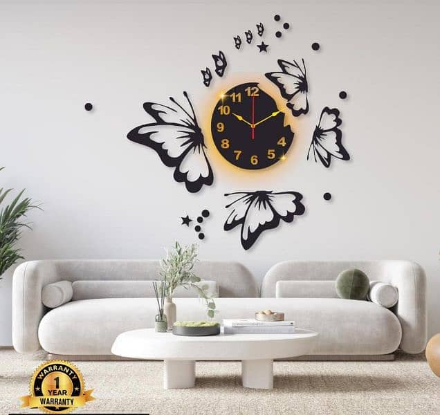 Butterfly Laminated Wall Clock With Blacklight 0