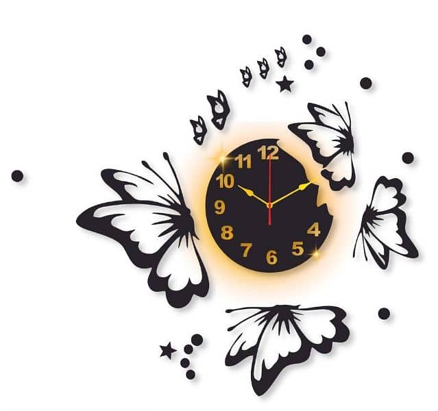Butterfly Laminated Wall Clock With Blacklight 1