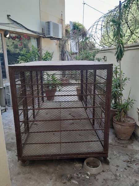 Dog Cage for sale solid steel structure with wheels 0