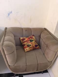 7 Seater Brown Malai Colour Sofa With cushion & Sofa White Chadir